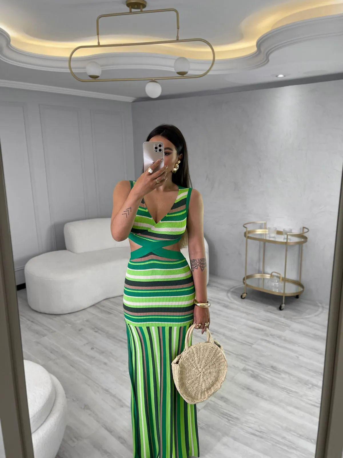 Vestido tricot longo fio modal Emanuelle - Ateliê Tricot