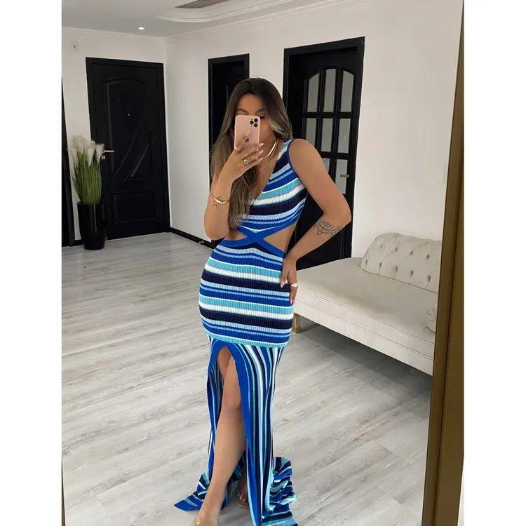 Vestido tricot longo fio modal Emanuelle - Ateliê Tricot