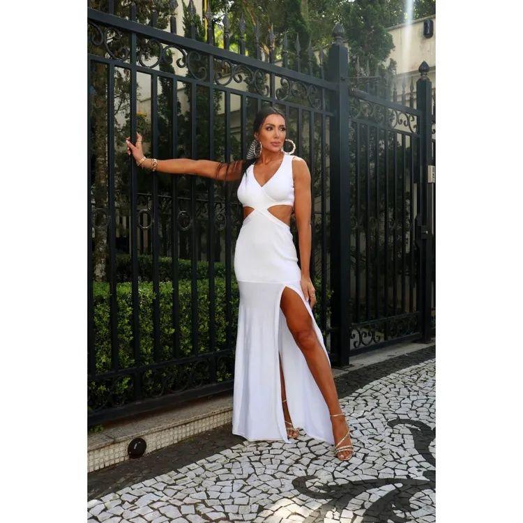 Vestido tricot longo fio modal Emanuelle - Ateliê Tricot