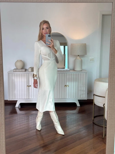 Vestido Tricot Modal Corselet Victória Off White