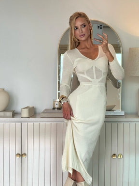 Vestido Tricot Modal Corselet Victória Off White