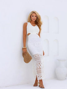 Vestido Longo Off White Tricot Modal Janine - Ateliê Tricot