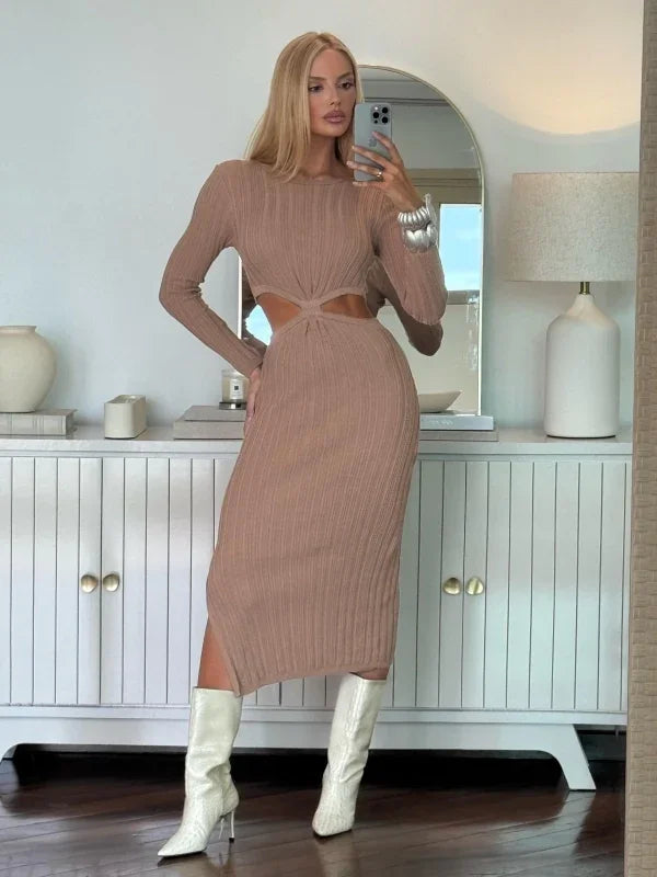 Vestido cruzado de modal beige Bianca