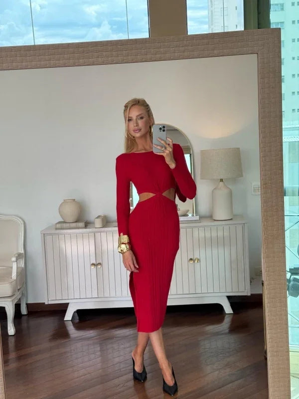 Vestido cruzado de modal beige Bianca