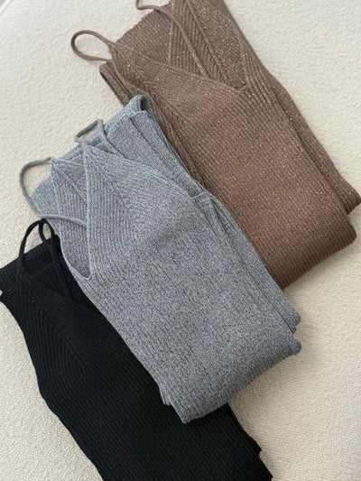 Vestido Tubinho Tricot Lurex Brunna Marrom