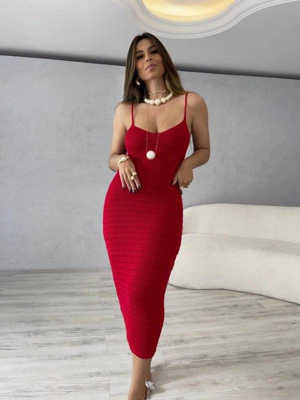 Vestido Tubinho Tricot Modal Gabi Vermelho - Ateliê Tricot
