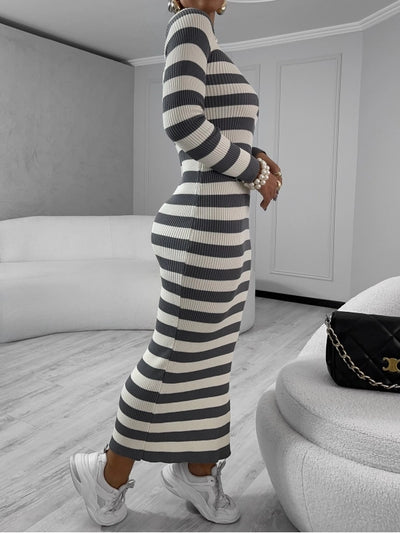 Vestido Tricot Canelado Modal Sarah Listrado