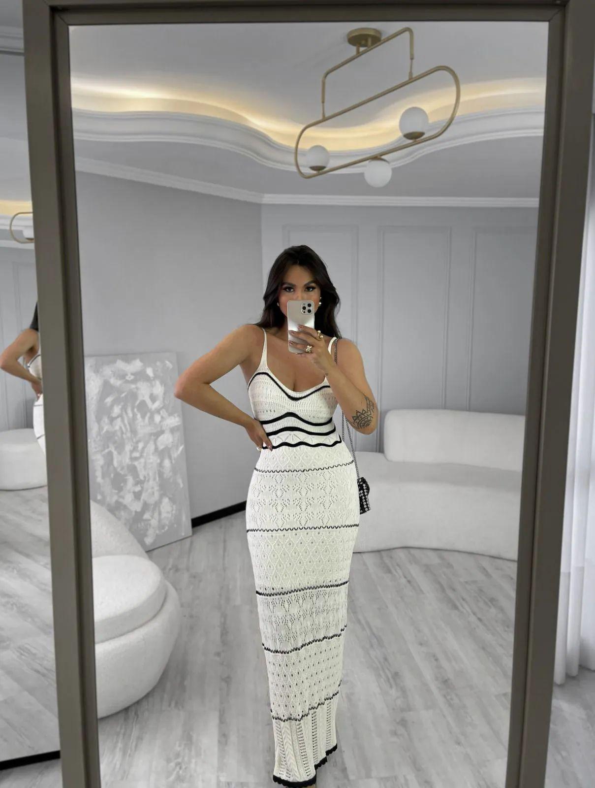 Vestido tricot longo fio modal Pietra - Ateliê Tricot