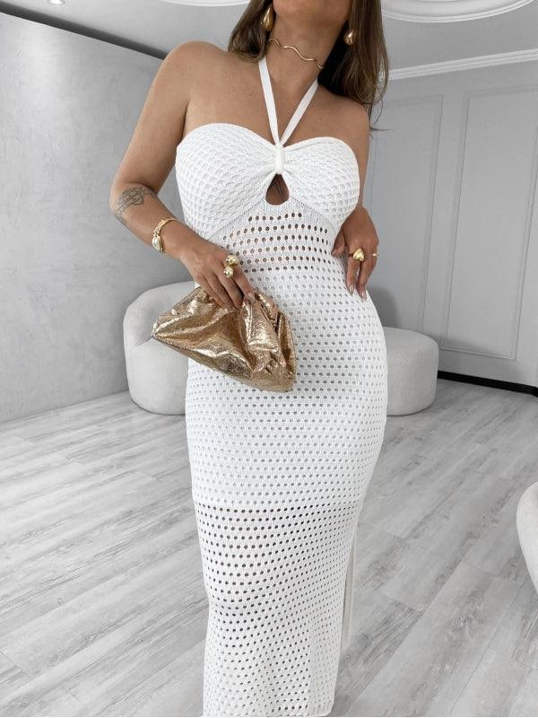 Vestido tricot fio modal Angélica Branco - Ateliê Tricot