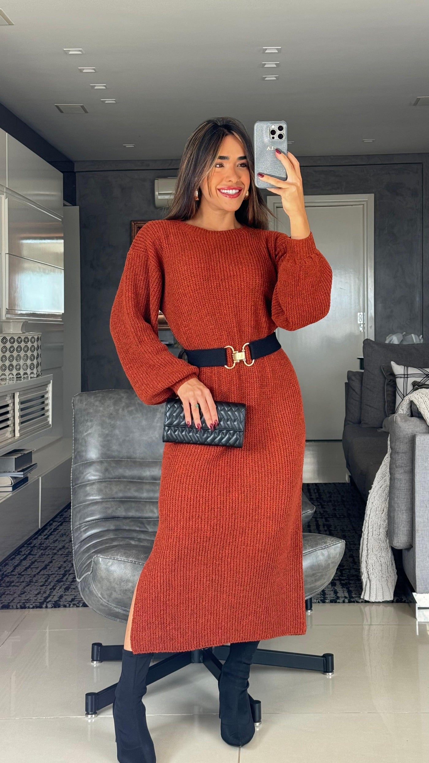 Vestido tricot em fio mousse Gabrielle - Ateliê Tricot