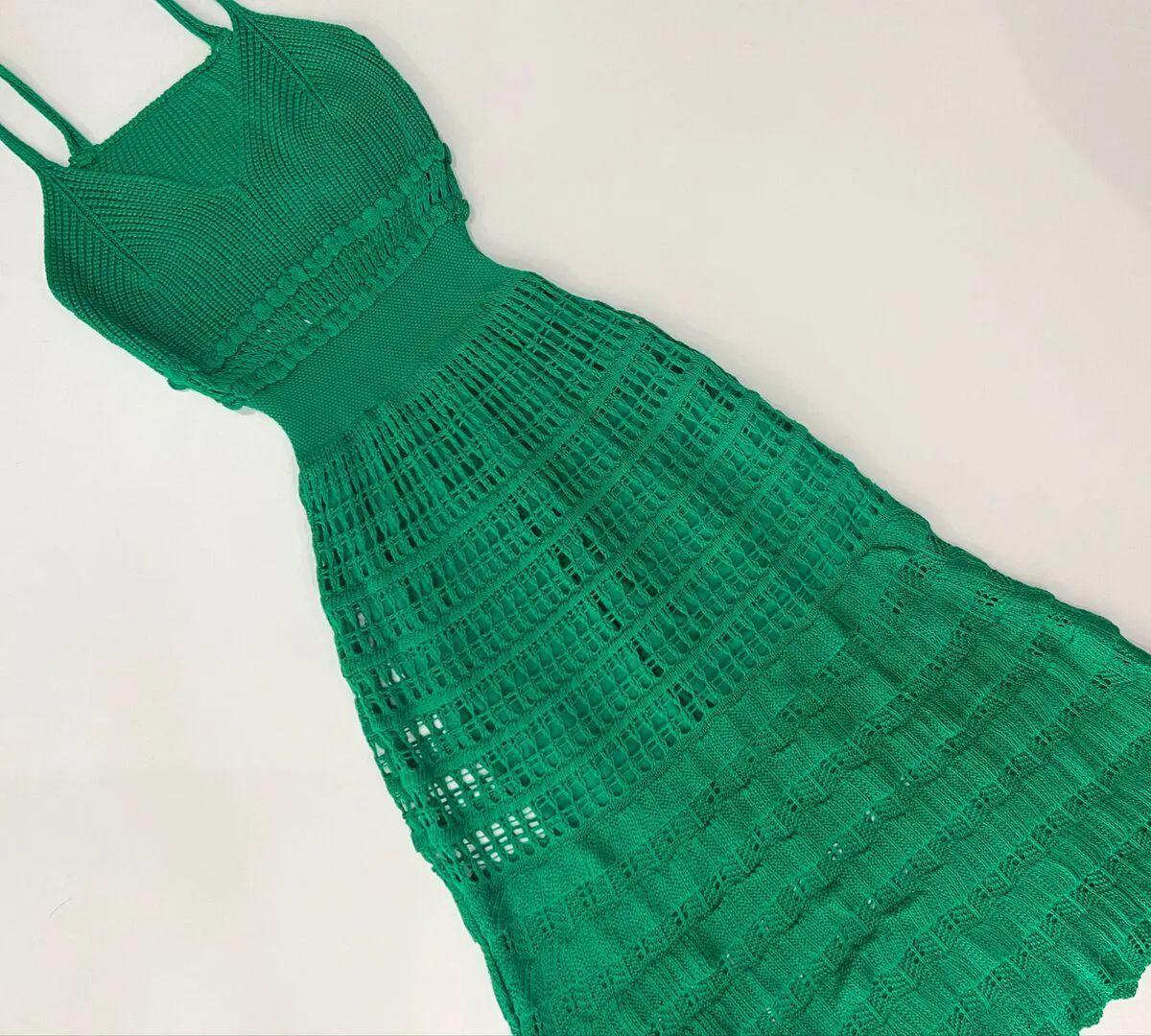 Vestido tricot em fio linha Ivy - Ateliê Tricot