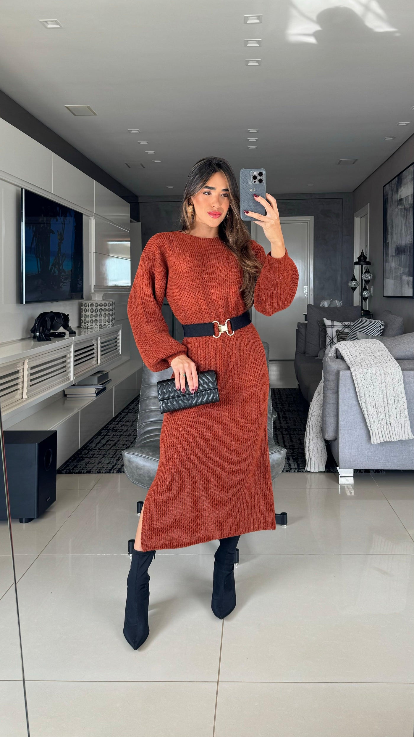 Vestido tricot em fio mousse Gabrielle - Ateliê Tricot