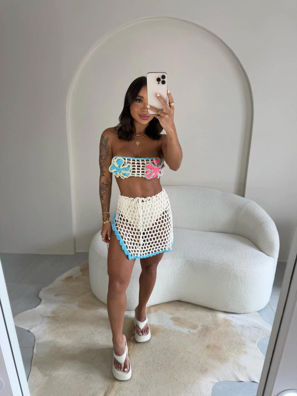 Conjunto Crochê Verão Tropical Laranja - Ateliê Tricot