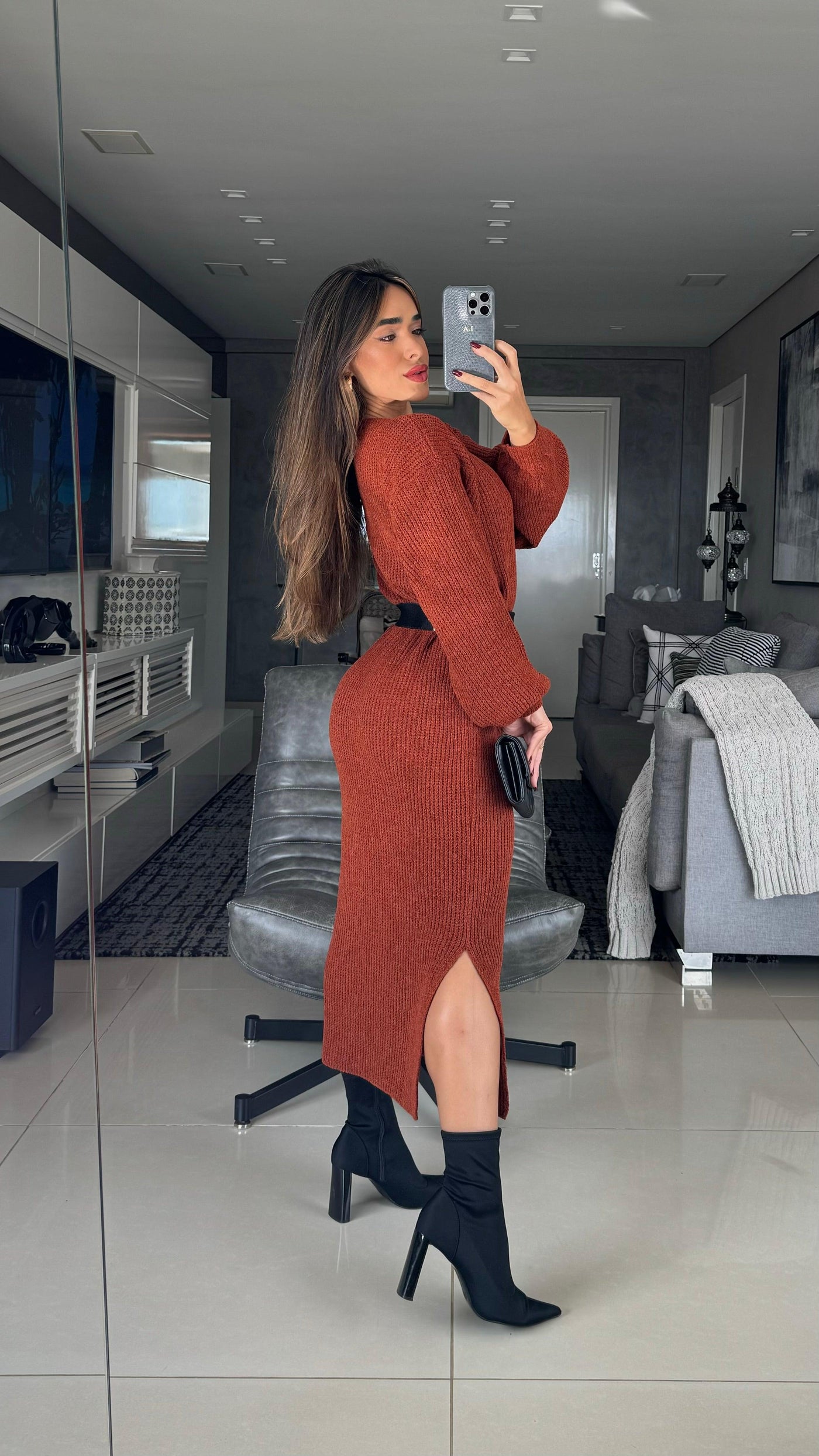 Vestido tricot em fio mousse Gabrielle - Ateliê Tricot