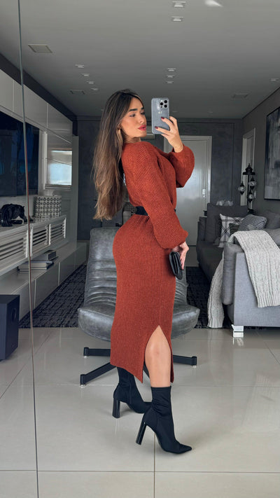 Vestido tricot em fio mousse Gabrielle - Ateliê Tricot