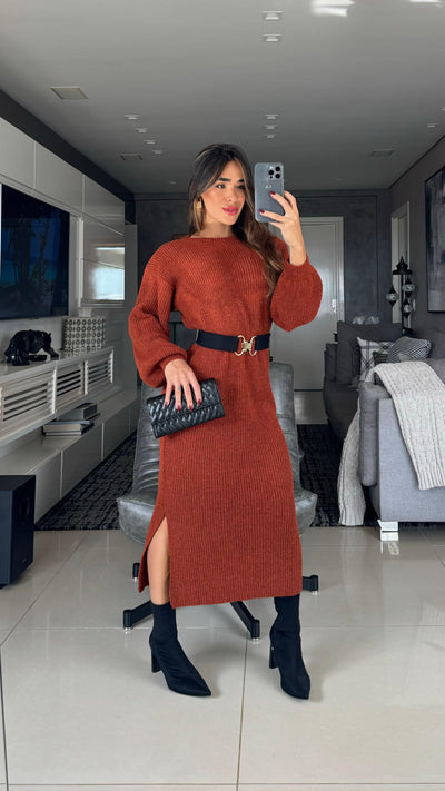 Vestido tricot em fio mousse Gabrielle - Ateliê Tricot