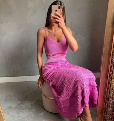 Vestido tricot em fio linha Ivy - Ateliê Tricot