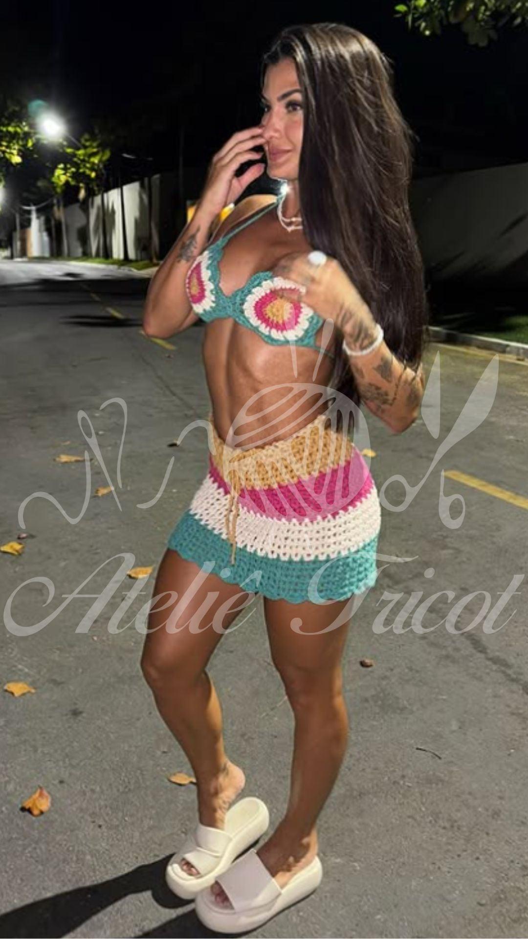 Conjunto Crochê Color Bloom Ferrari - Ateliê Tricot