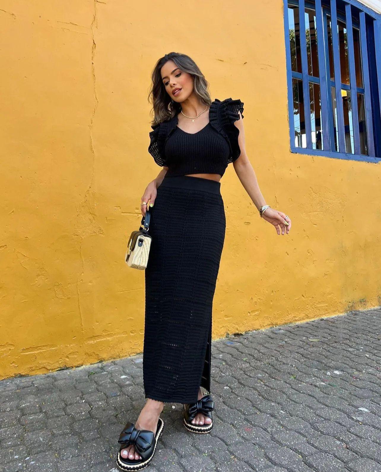 Saia tricot em fio modal Giovanna - Ateliê Tricot