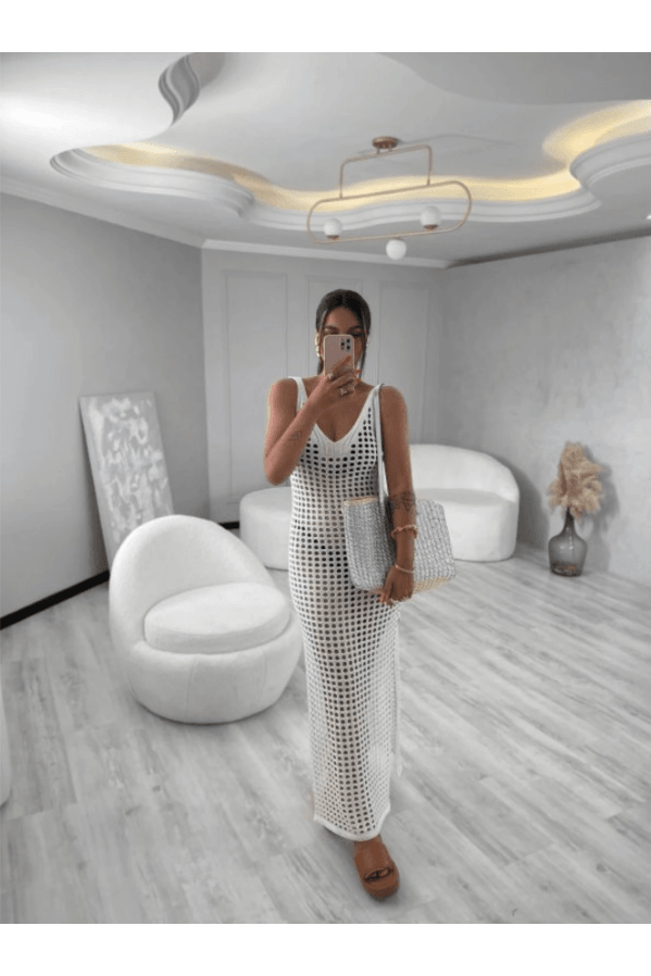 Saída de Praia Tricot Yasmin Branco - Ateliê Tricot