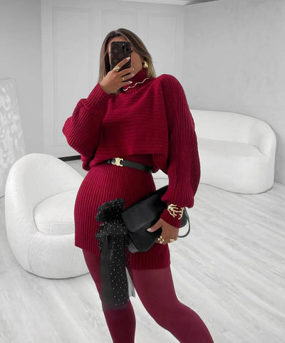 Conjunto Tricot em fio Mousse Maitê Vermelho