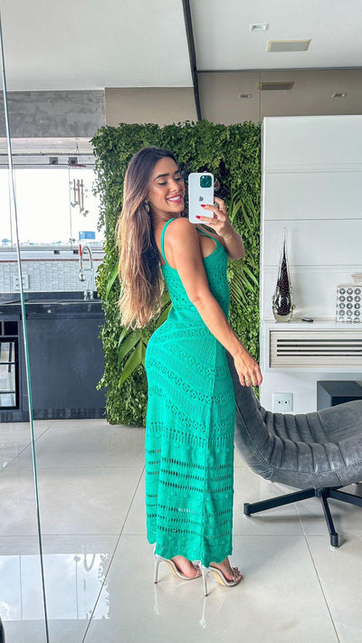 Vestido tricot fio linha Danielle - Ateliê Tricot