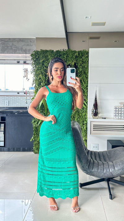 Vestido tricot fio linha Danielle - Ateliê Tricot