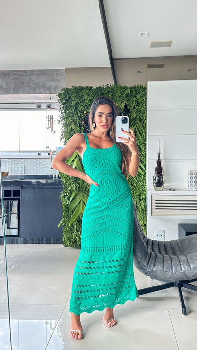 Vestido tricot fio linha Danielle - Ateliê Tricot