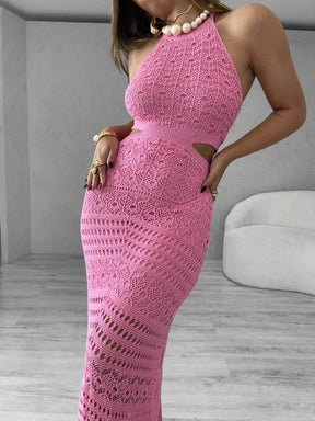 Vestido Longo Tricot Modal Recorte Francine Pink - Ateliê Tricot