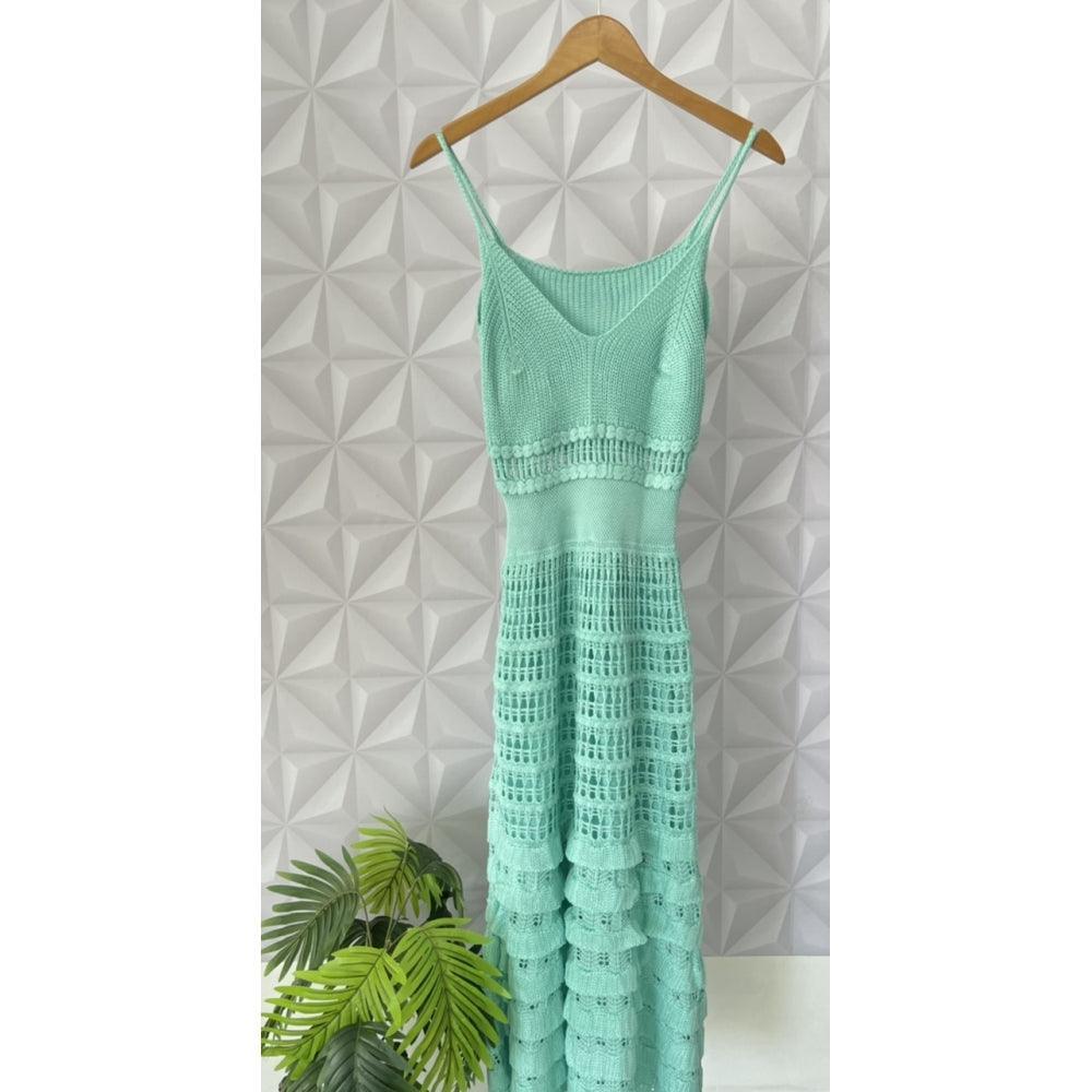 Vestido tricot em fio linha Ivy - Ateliê Tricot