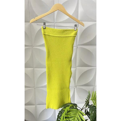 Saia tricot em fio modal canelada Alice - Ateliê Tricot