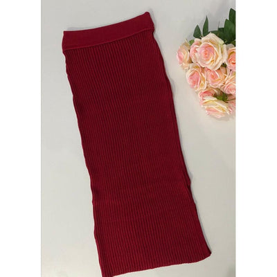 Saia tricot em fio modal canelada Alice - Ateliê Tricot