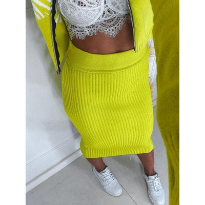 Saia tricot em fio modal canelada Alice - Ateliê Tricot