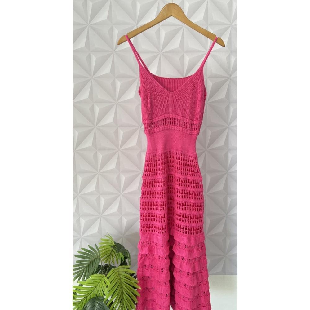 Vestido tricot em fio linha Ivy - Ateliê Tricot