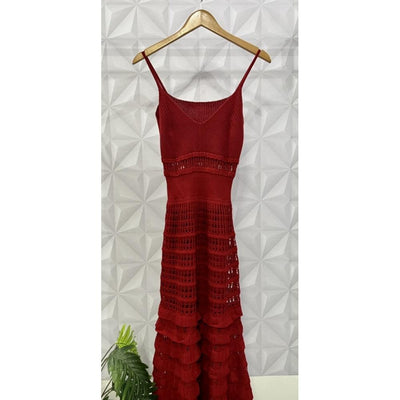Vestido tricot em fio linha Ivy - Ateliê Tricot