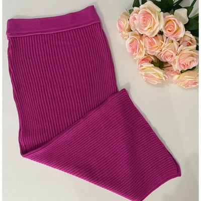 Saia tricot em fio modal canelada Alice - Ateliê Tricot