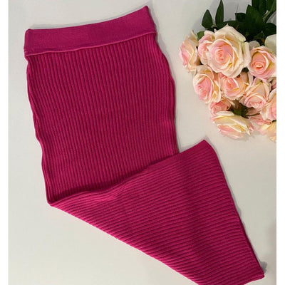 Saia tricot em fio modal canelada Alice - Ateliê Tricot