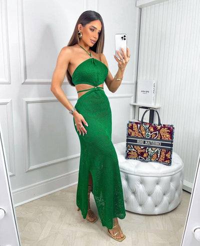 Vestido tricot luxo longo em fio modal Angel - Ateliê Tricot