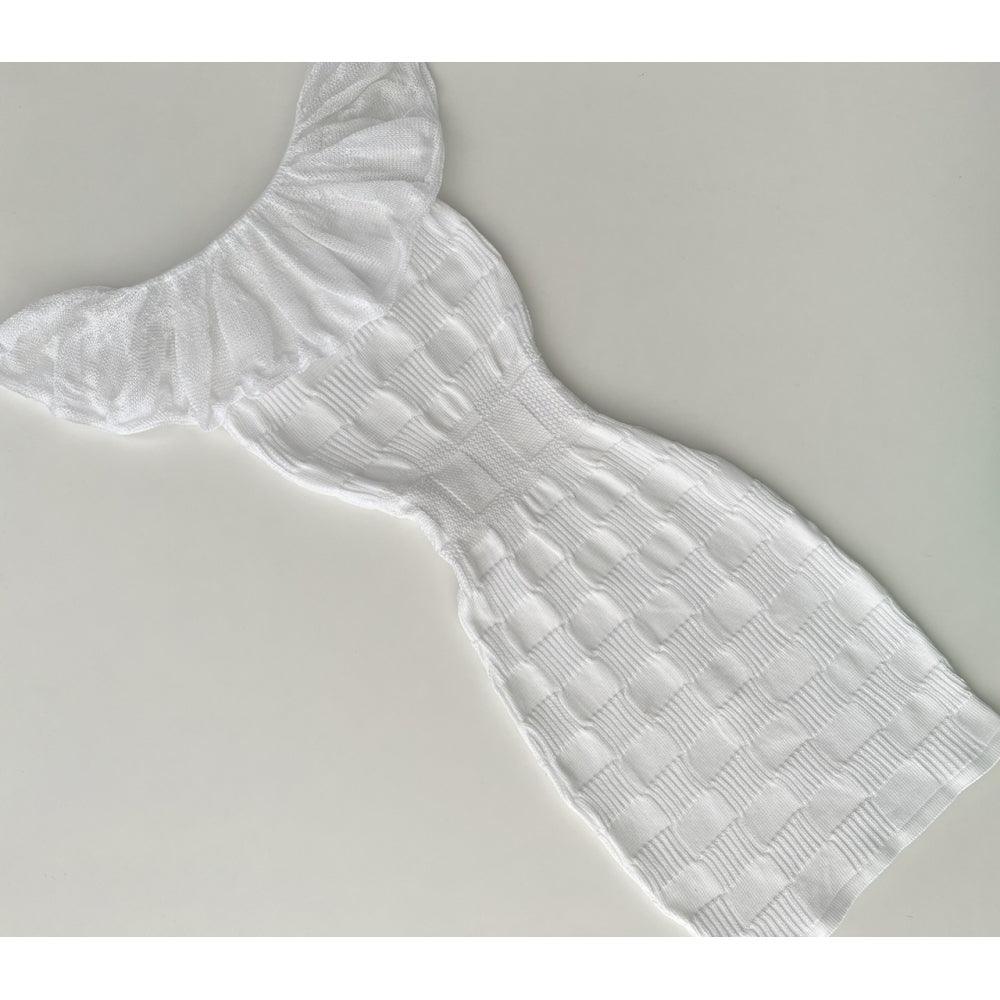 Vestido tricot curto com babado em fio modal Monalisa - Ateliê Tricot