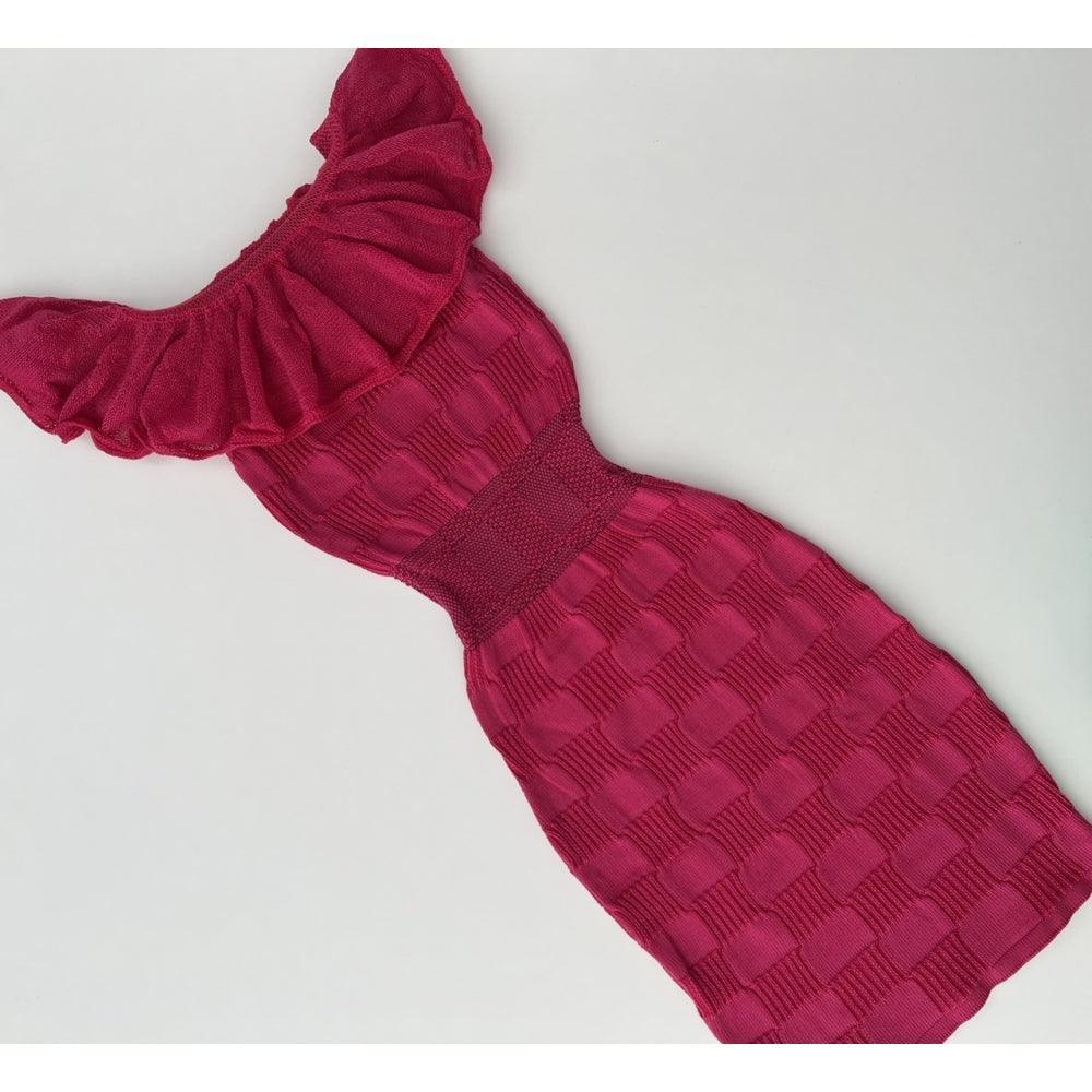 Vestido tricot curto com babado em fio modal Monalisa - Ateliê Tricot