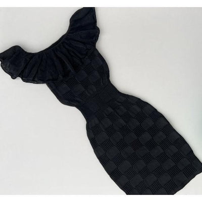 Vestido tricot curto com babado em fio modal Monalisa - Ateliê Tricot