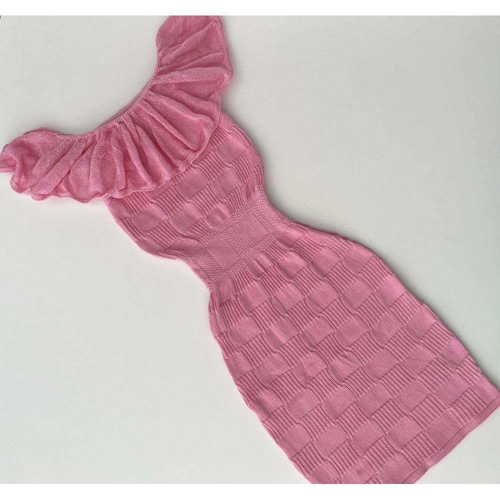 Vestido tricot curto com babado em fio modal Monalisa - Ateliê Tricot