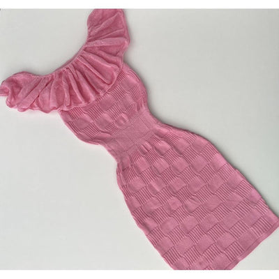 Vestido tricot curto com babado em fio modal Monalisa - Ateliê Tricot