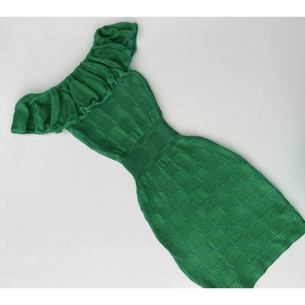 Vestido tricot curto com babado em fio modal Monalisa - Ateliê Tricot